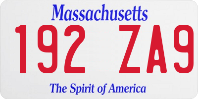 MA license plate 192ZA9