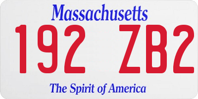 MA license plate 192ZB2