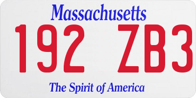 MA license plate 192ZB3