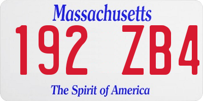 MA license plate 192ZB4