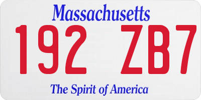 MA license plate 192ZB7