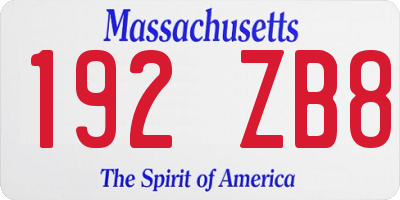 MA license plate 192ZB8