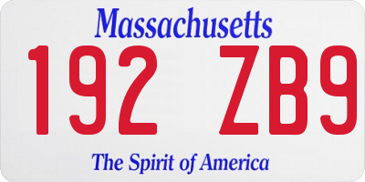 MA license plate 192ZB9