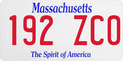 MA license plate 192ZC0