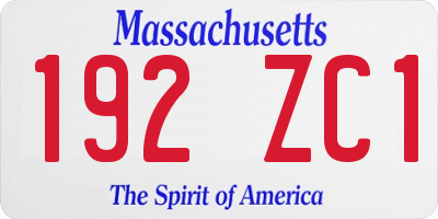 MA license plate 192ZC1