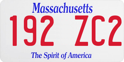 MA license plate 192ZC2