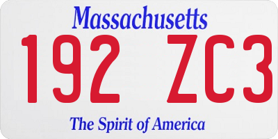 MA license plate 192ZC3