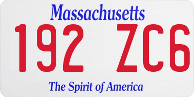MA license plate 192ZC6