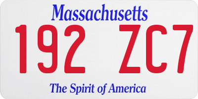 MA license plate 192ZC7