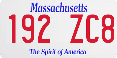 MA license plate 192ZC8