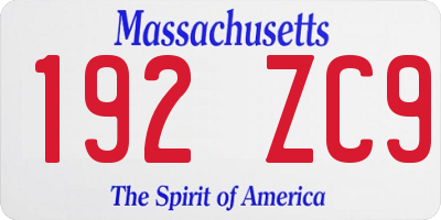 MA license plate 192ZC9