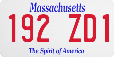 MA license plate 192ZD1