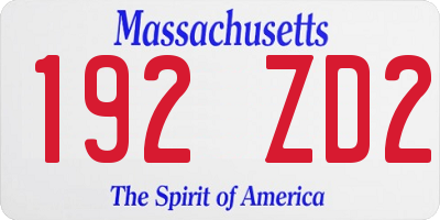 MA license plate 192ZD2