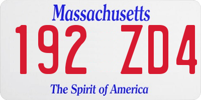 MA license plate 192ZD4