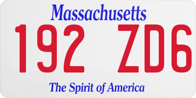MA license plate 192ZD6