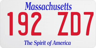 MA license plate 192ZD7