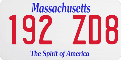 MA license plate 192ZD8