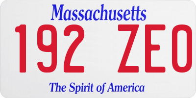 MA license plate 192ZE0