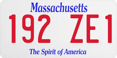 MA license plate 192ZE1
