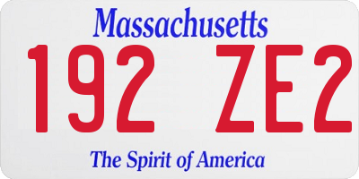 MA license plate 192ZE2