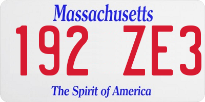 MA license plate 192ZE3
