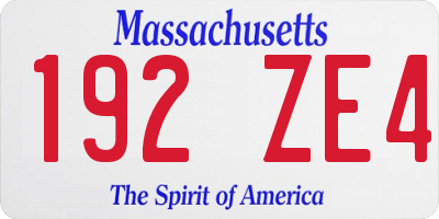 MA license plate 192ZE4