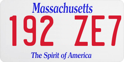 MA license plate 192ZE7
