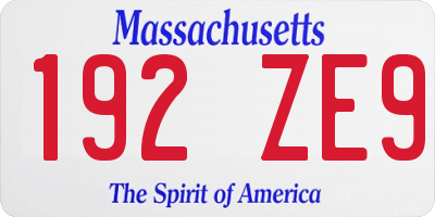 MA license plate 192ZE9