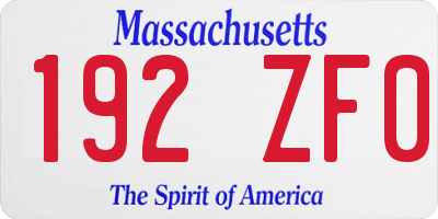 MA license plate 192ZF0