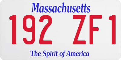 MA license plate 192ZF1