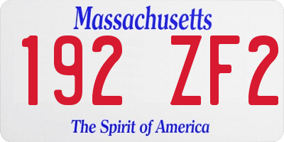 MA license plate 192ZF2