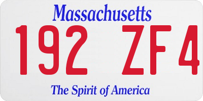 MA license plate 192ZF4