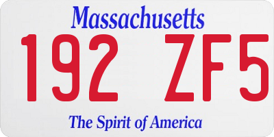 MA license plate 192ZF5
