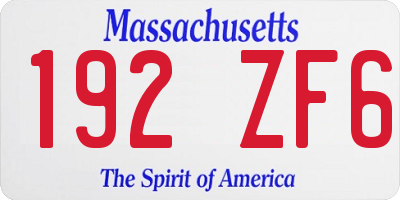 MA license plate 192ZF6