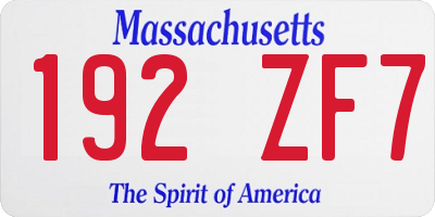 MA license plate 192ZF7