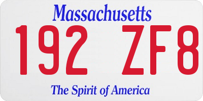 MA license plate 192ZF8