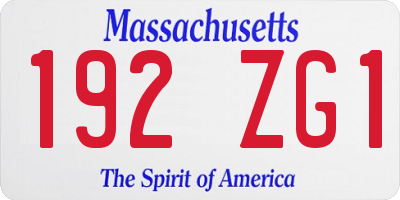 MA license plate 192ZG1