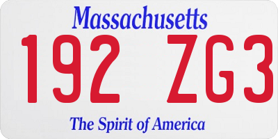 MA license plate 192ZG3