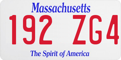 MA license plate 192ZG4
