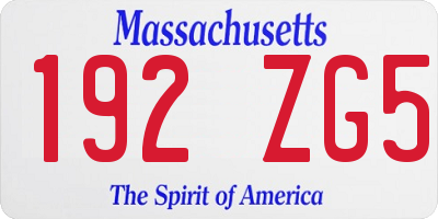 MA license plate 192ZG5