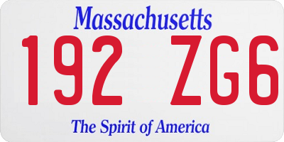 MA license plate 192ZG6