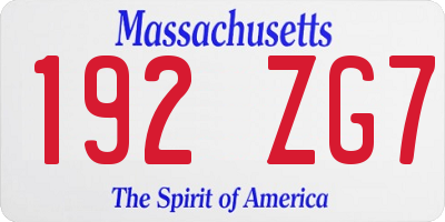 MA license plate 192ZG7