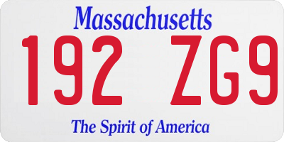 MA license plate 192ZG9