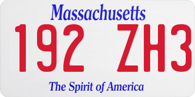 MA license plate 192ZH3