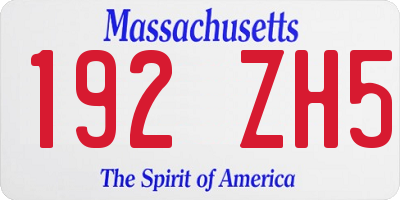 MA license plate 192ZH5
