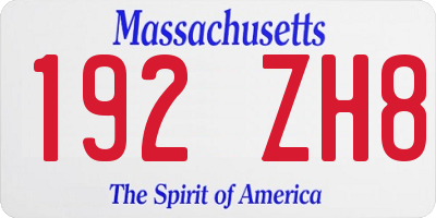 MA license plate 192ZH8