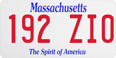 MA license plate 192ZI0