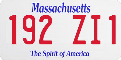 MA license plate 192ZI1