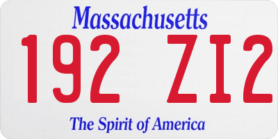 MA license plate 192ZI2