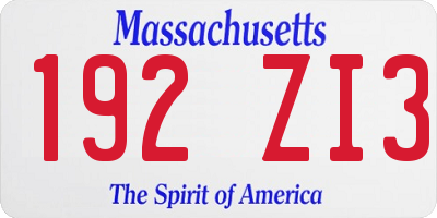 MA license plate 192ZI3